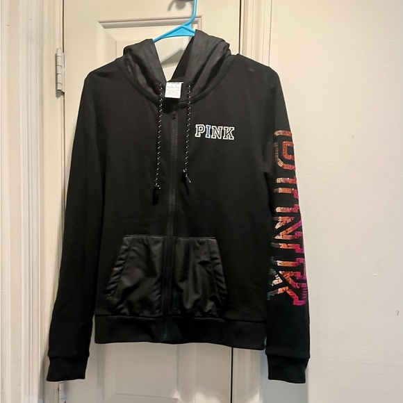Pink VS sweatshirt with holographic glittery sequins and hoodie - Picture 1 of 16